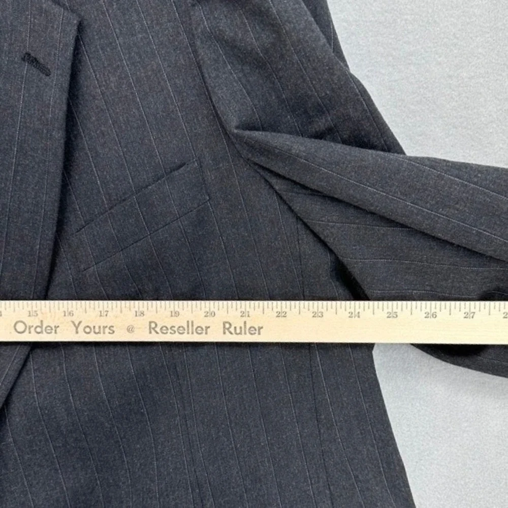 VTG 80s ACTWU‎ Union Made Bespoke Man In Wool Pinstripe Suit Charcoal 2 Button